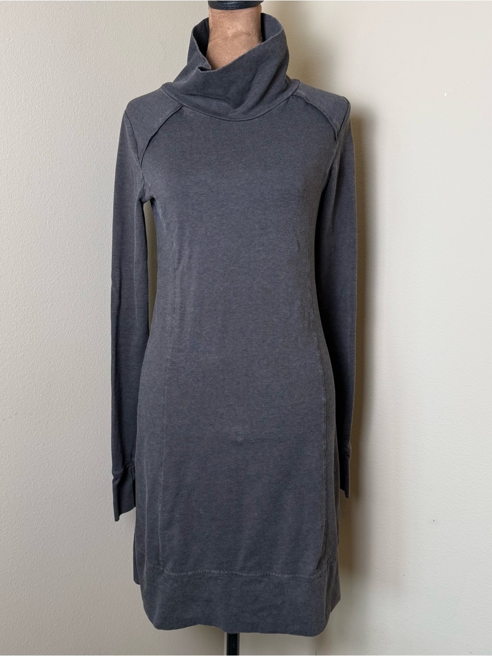 Toad And Co Aurora Long Sleeve Dress XS Brown Cowl Mock Neck Organic Cotton